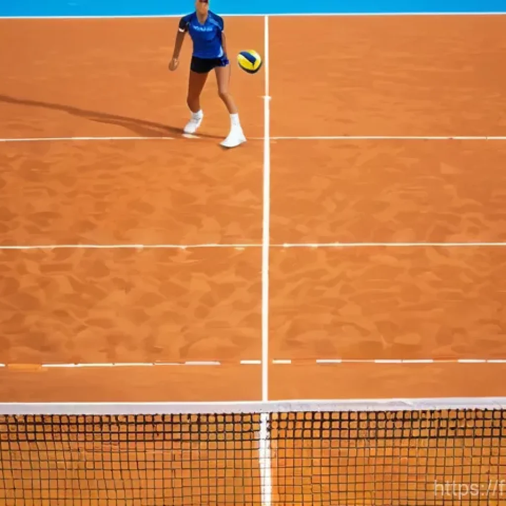 배구 규칙의 변화 역사 - **Prompt 1: Dynamic Serve with Clear Visibility**
    "A vibrant outdoor professional volleyball cou...