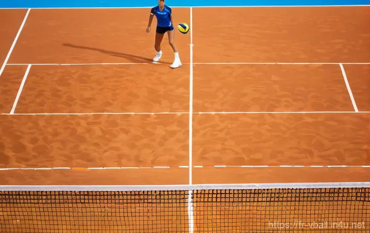 배구 규칙의 변화 역사 - **Prompt 1: Dynamic Serve with Clear Visibility**
    "A vibrant outdoor professional volleyball cou...