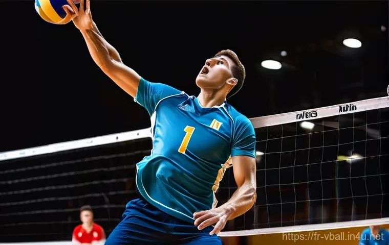 배구 트레이닝의 과학적 접근 - **Prompt 1: The Apex of Power and Precision**
    "A dynamic, high-angle action shot of a male volle...