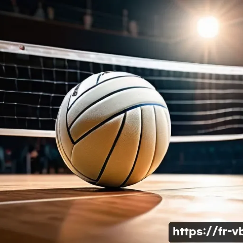 배구 용품 세일 정보 - A high-quality indoor volleyball scene showcasing a professional-grade Mikasa synthetic leather voll...