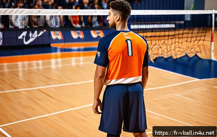 배구 팀 유니폼 제작 팁 - A dynamic volleyball team uniform design featuring a bold color scheme of deep navy blue and vibrant...